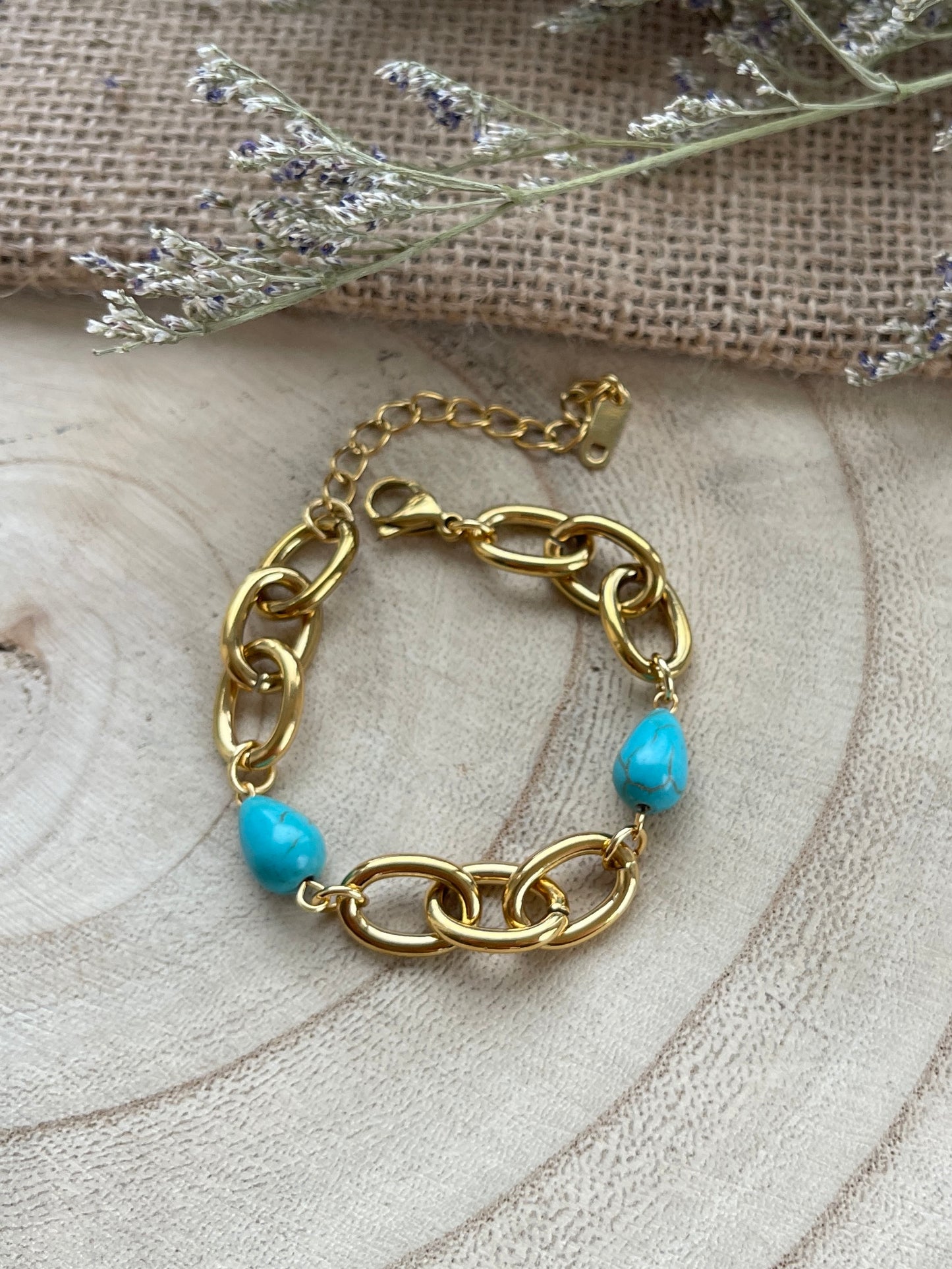 Chunky Link Turquoise Bracelet