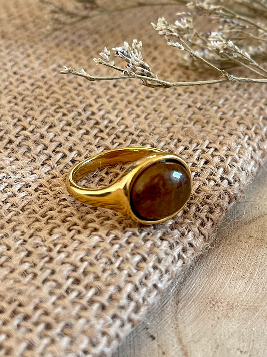 Real Stone Brown Ring
