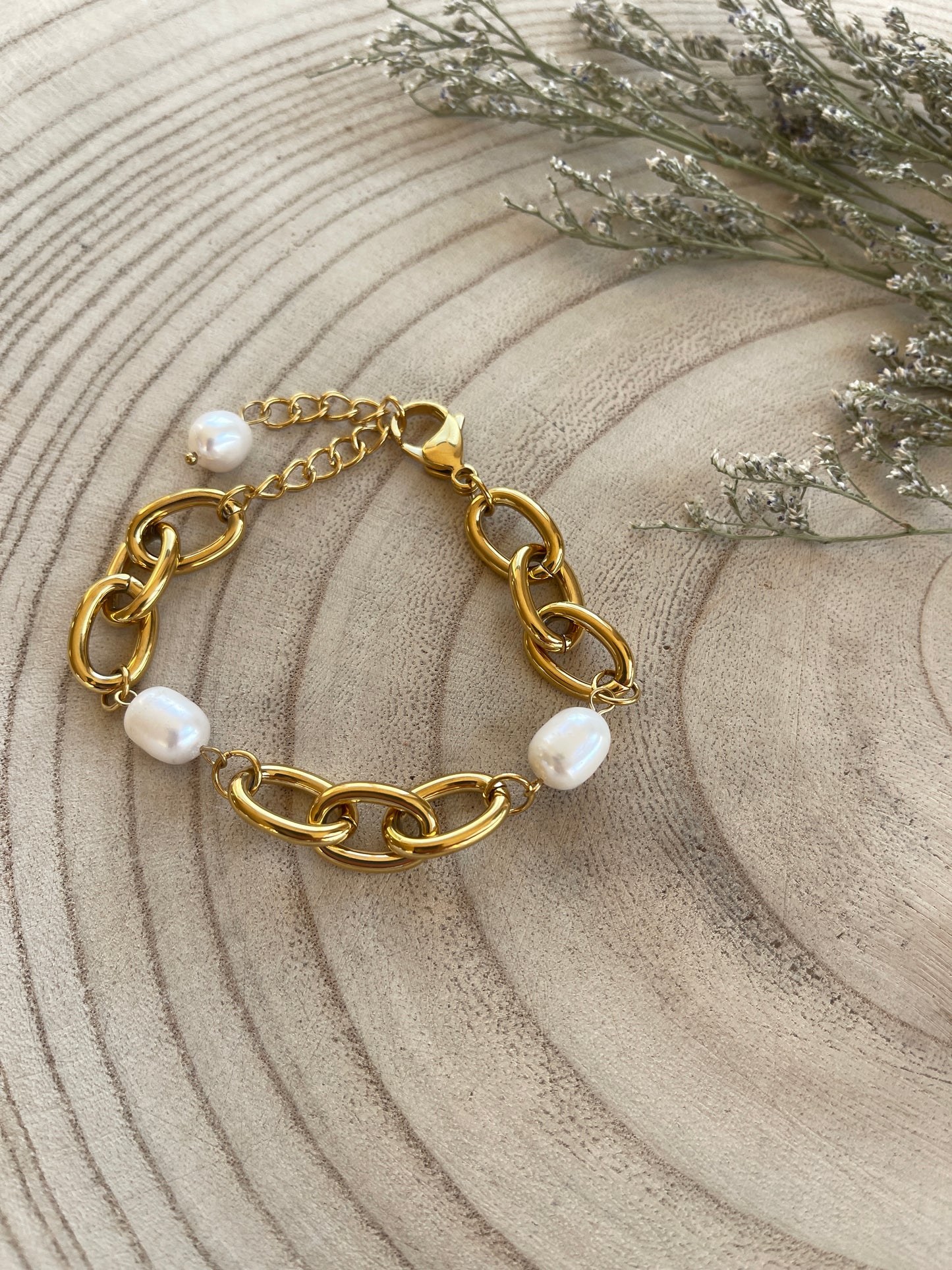 Chunky link | Freshwater Pearl Bracelet
