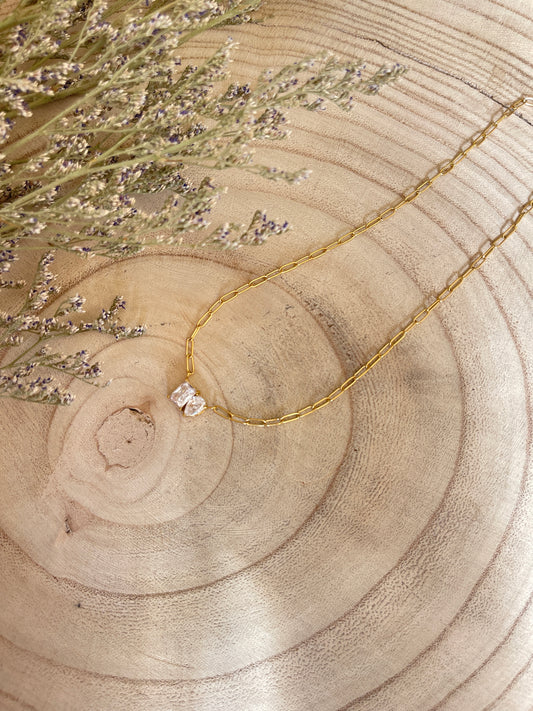 Minimalist Dual Stone Necklace