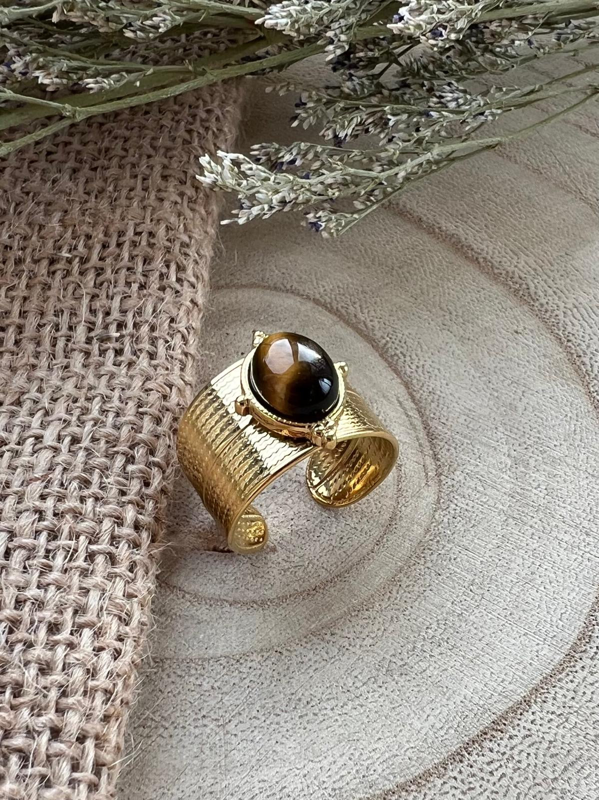 Brown Stone Band Ring