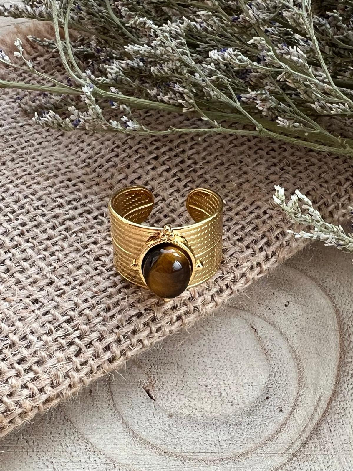 Brown Stone Band Ring