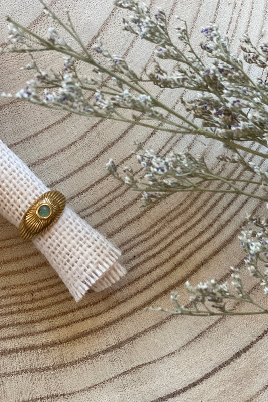 Sun Ray Ring with Stone Feature