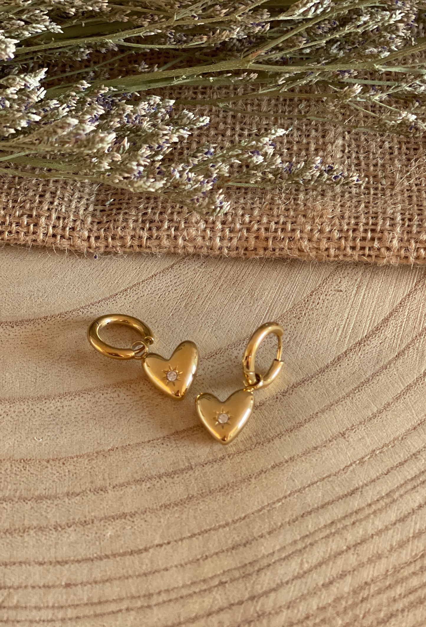 Gold Heart Huggie Hoops | 18K Gold Plated | Stainless Steel