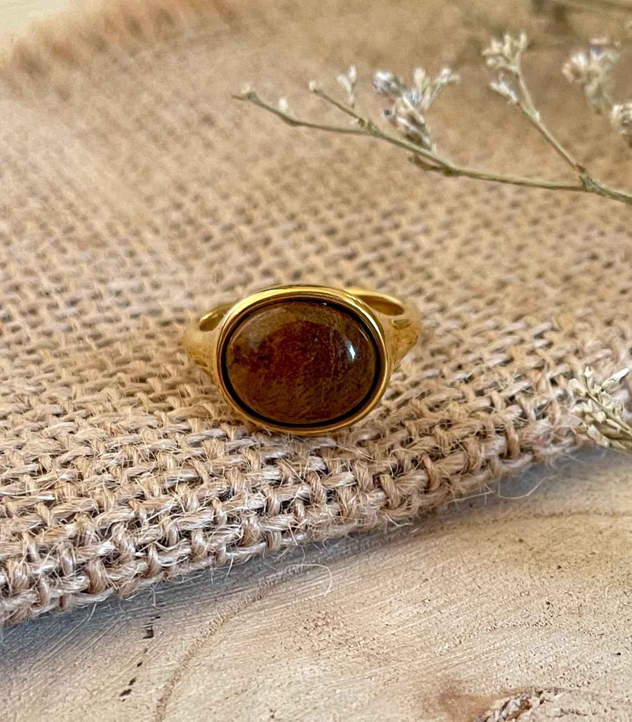 Real Stone Brown Ring