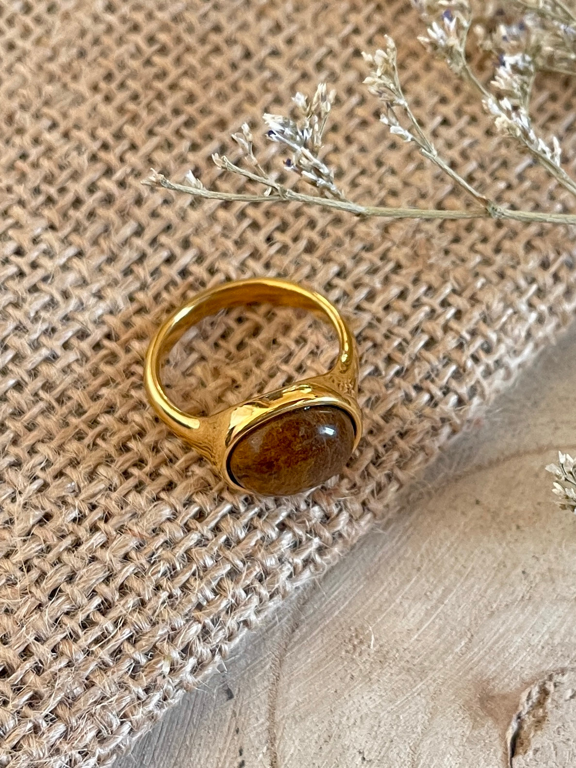Real Stone Brown Ring