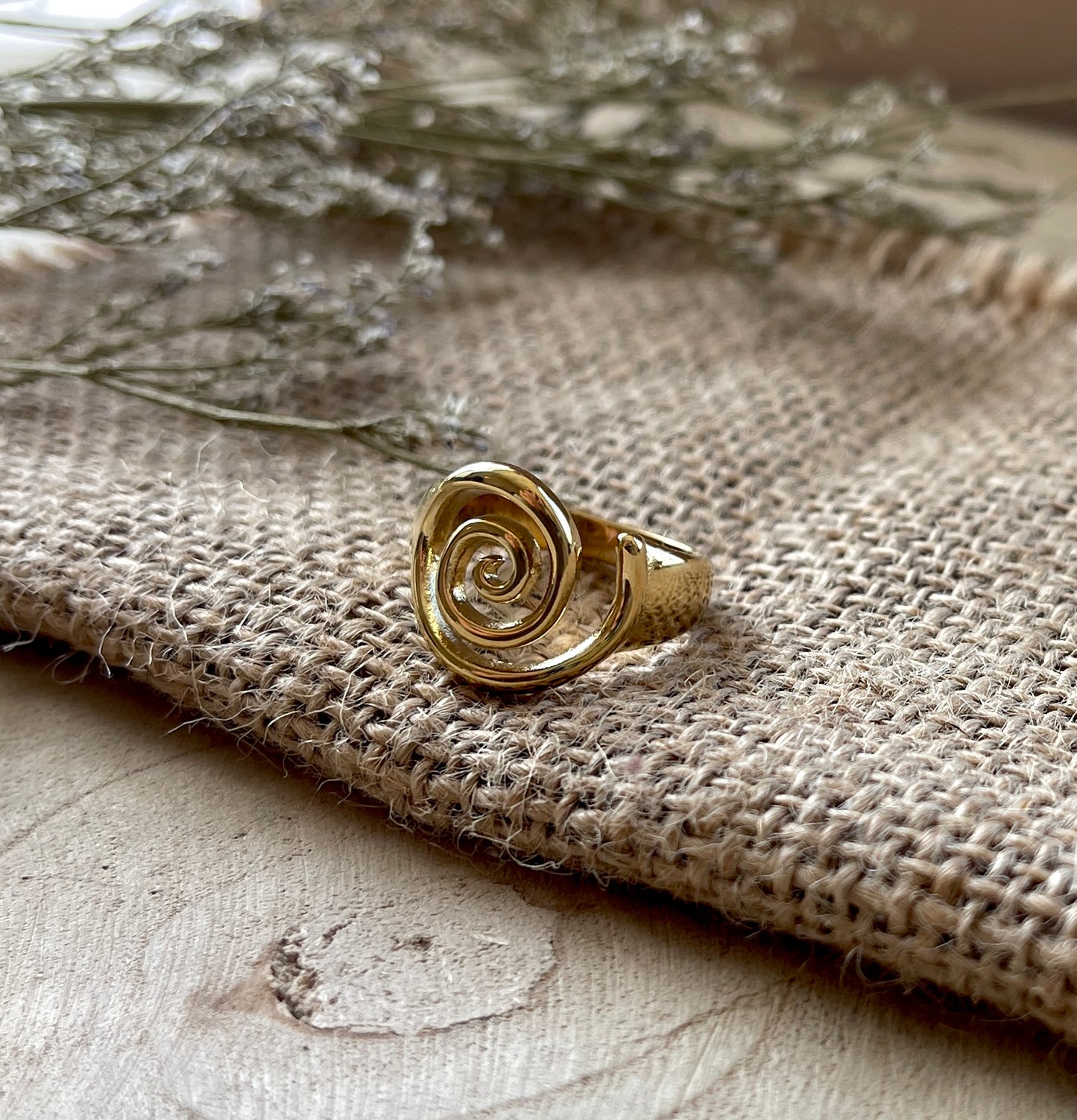 Integrated Swirl Ring | 18K Gold Plated | Stainless Steel