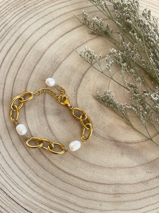 Chunky link | Freshwater Pearl Bracelet