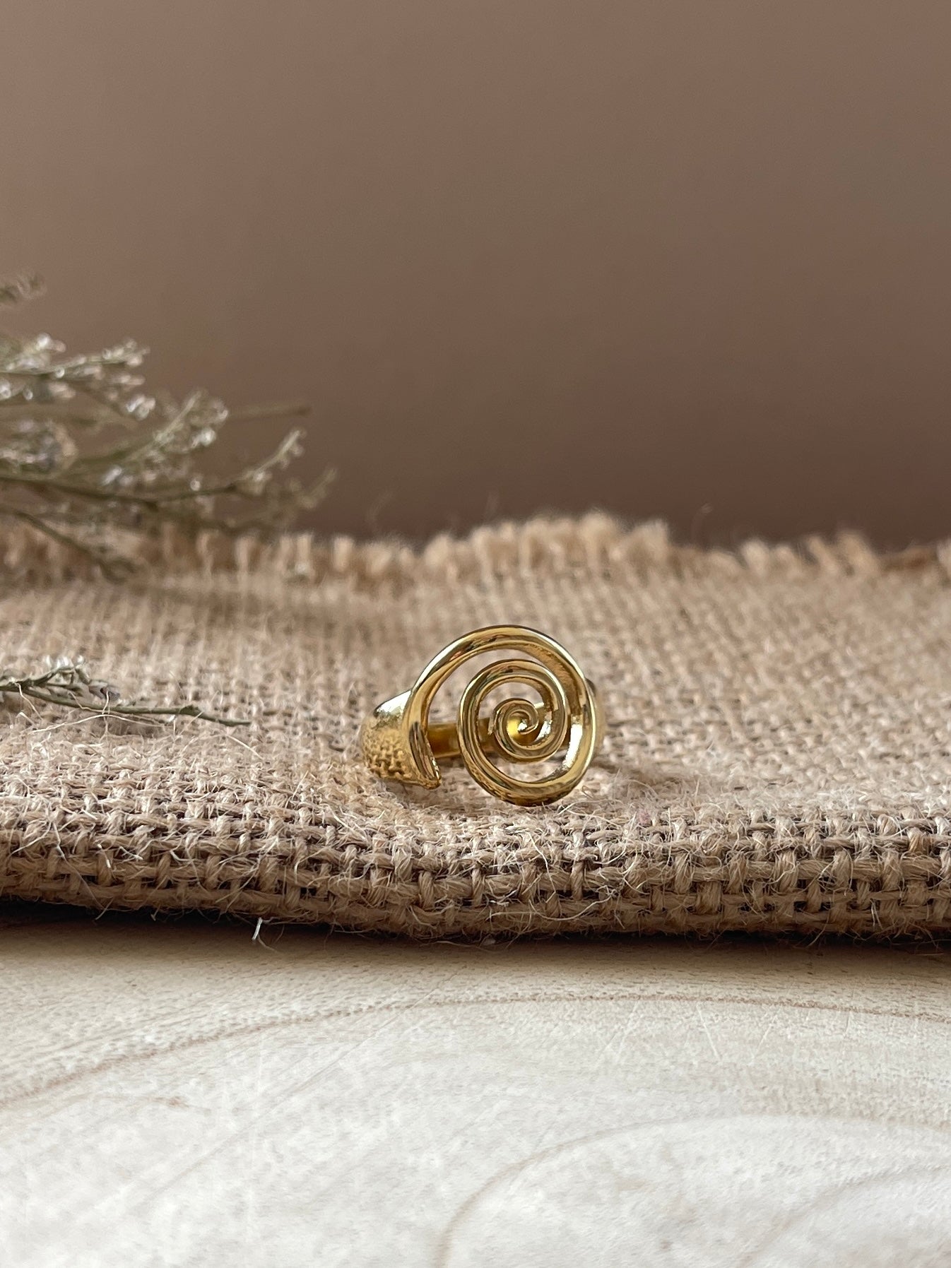 Integrated Swirl Ring | 18K Gold Plated | Stainless Steel