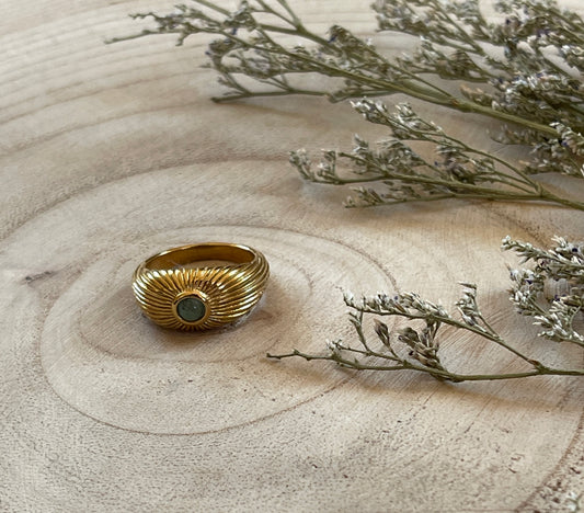 Sun Ray Ring with Stone Feature