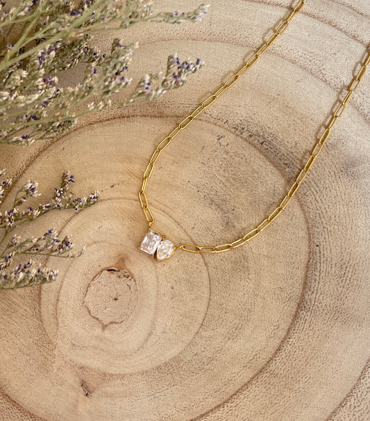 Minimalist Dual Stone Necklace
