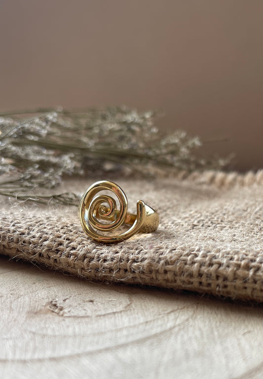 Integrated Swirl Ring | 18K Gold Plated | Stainless Steel