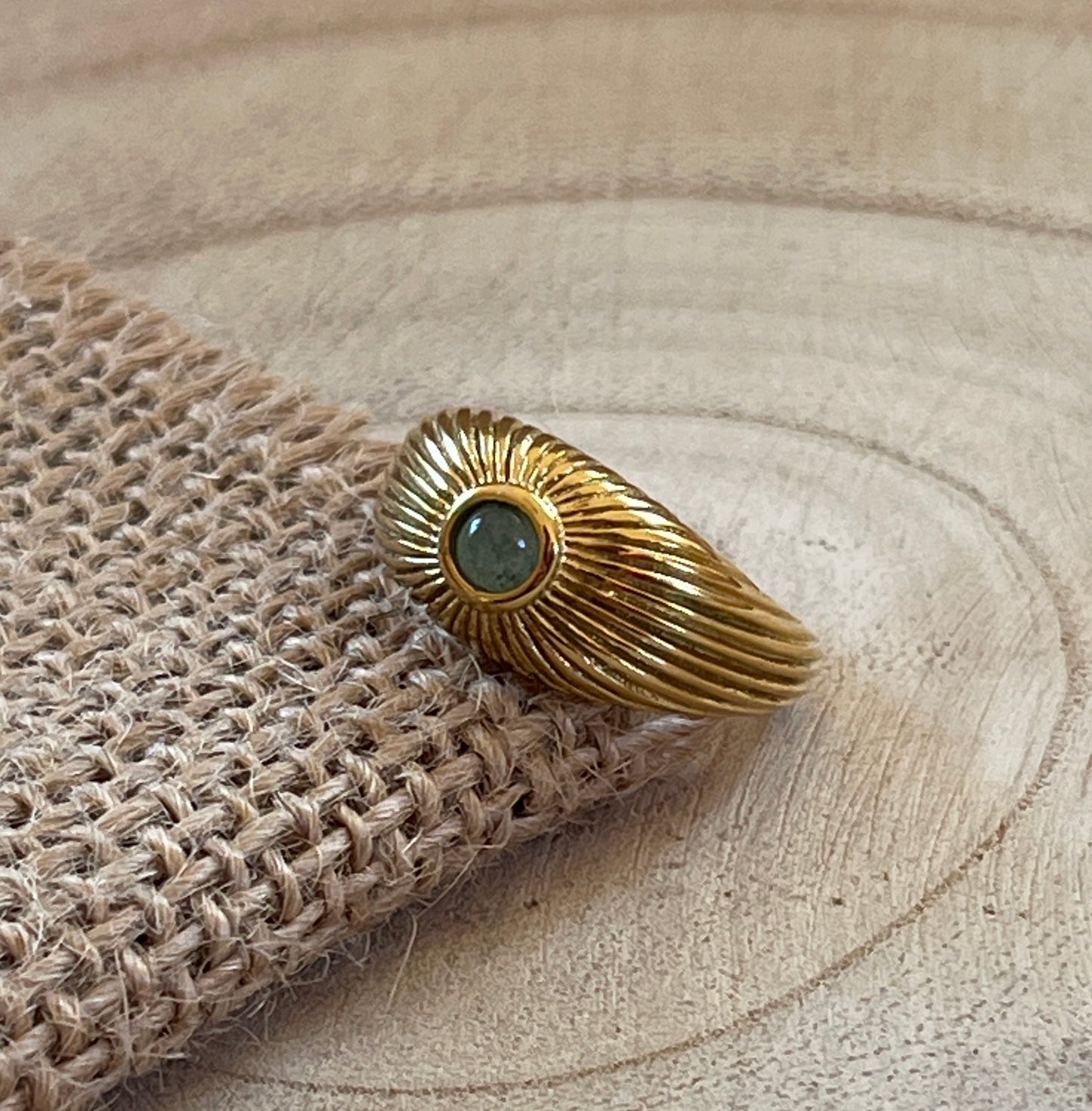 Sun Ray Ring with Stone Feature