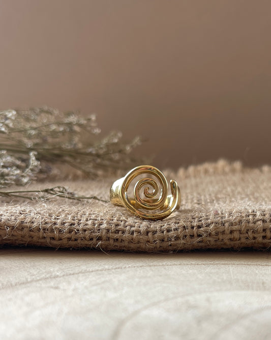 Integrated Swirl Ring | 18K Gold Plated | Stainless Steel