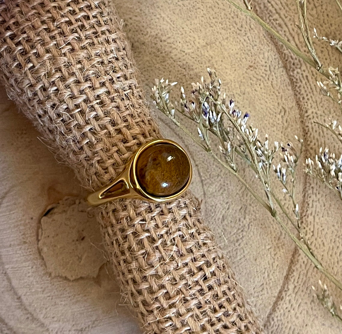 Real Stone Brown Ring
