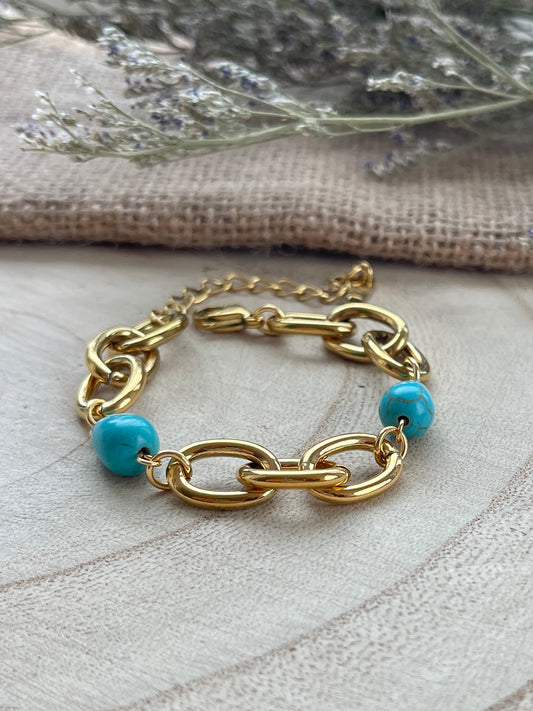 Chunky Link Turquoise Bracelet