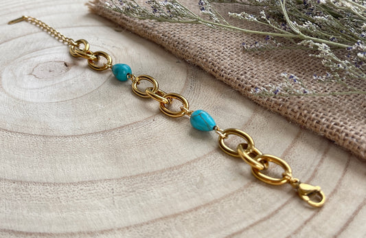 Chunky Link Turquoise Bracelet